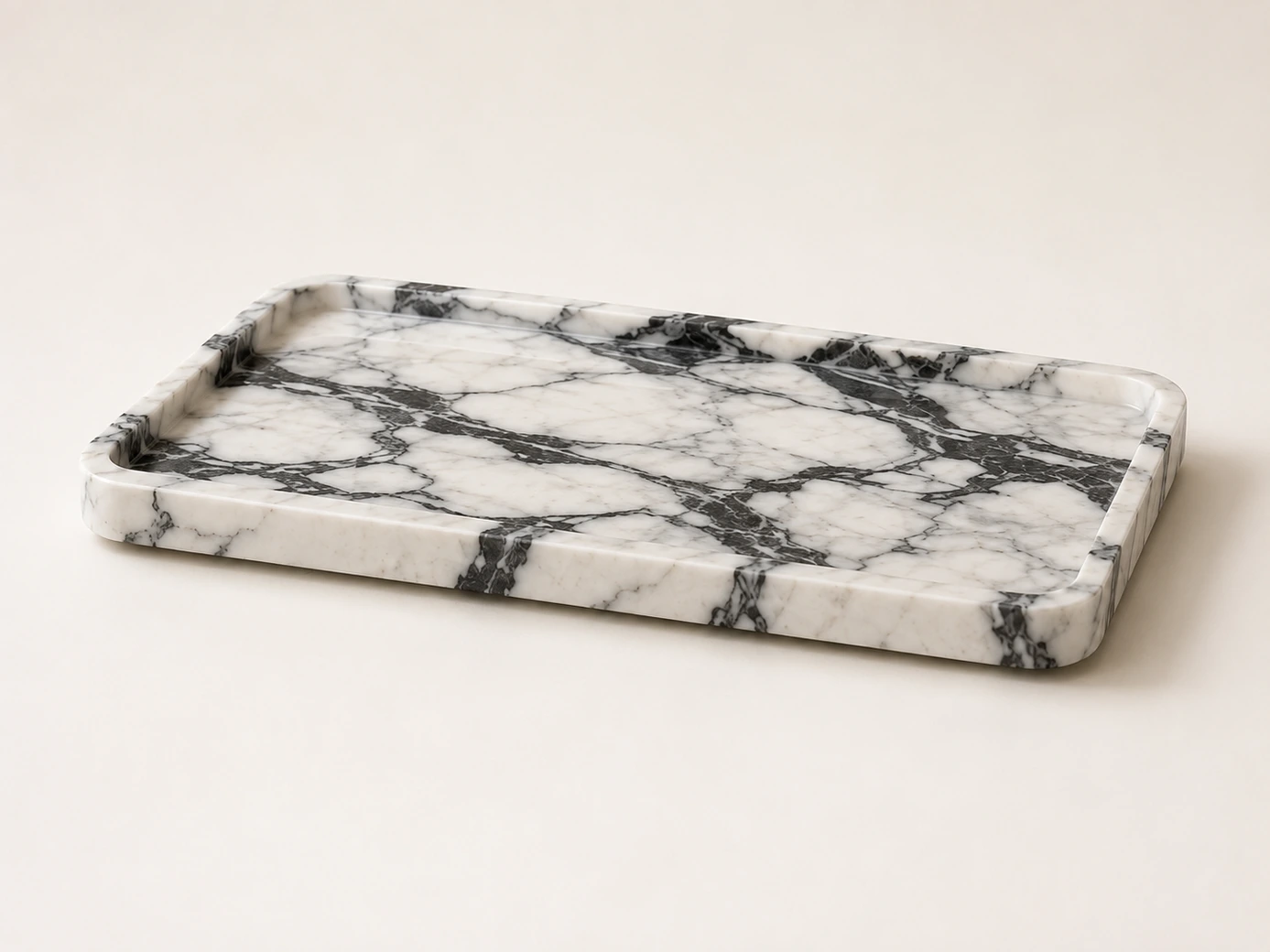 Calacatta Oro Sculptural Oval Tray in Calacatta Oro