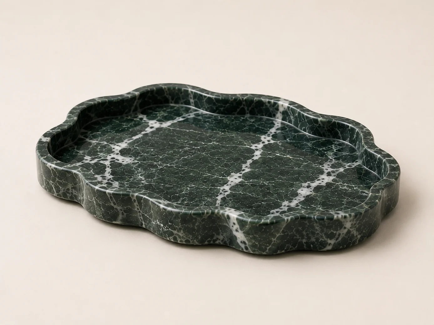 Calacatta Oro Scalloped Vanity Tray in Calacatta Oro