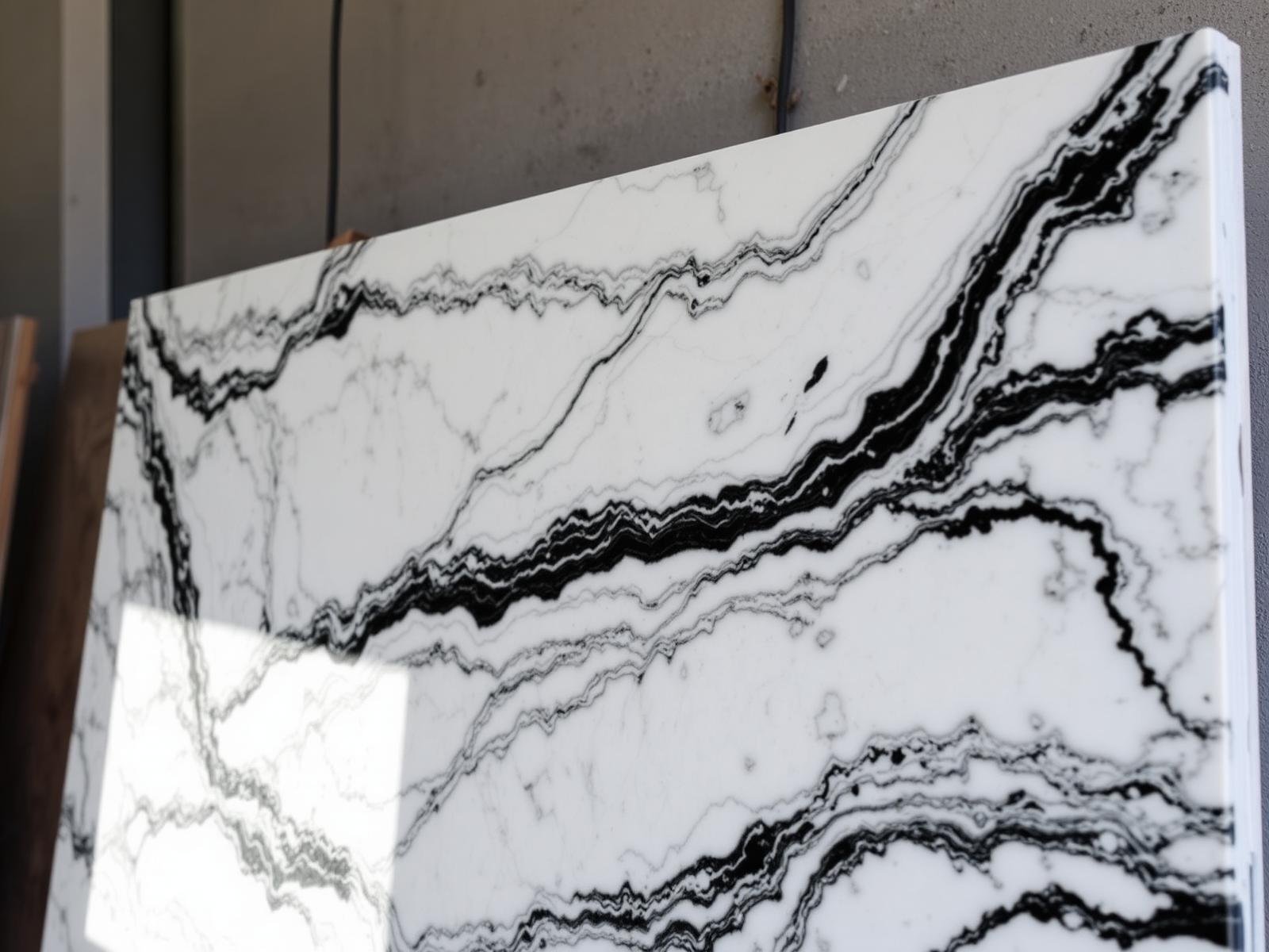 Natural-stone slab being reviewed for a custom project